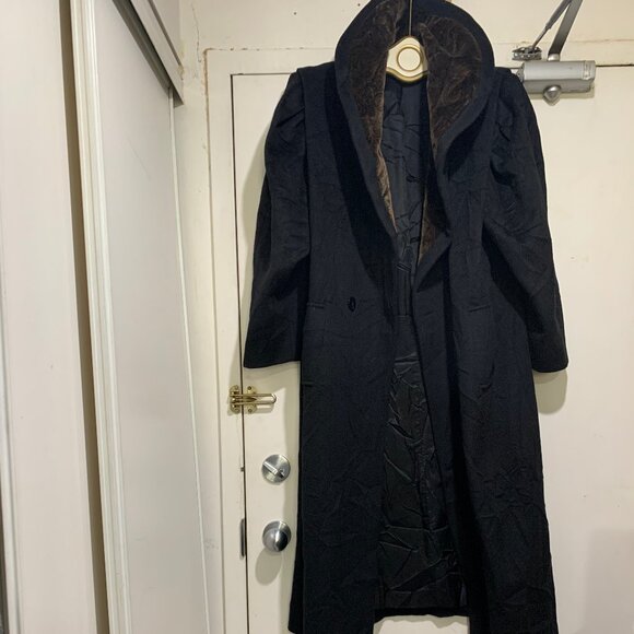 VINTAGE JONATHAN MICHAEL BIG COLLAR DOUBLE BREAST WOOL TRENCH COATS SIZE L - Picture 12 of 16